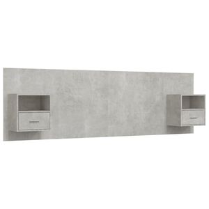 vidaXL T&ecirc;te de lit avec armoires Gris b&eacute;ton Bois d'ing&eacute;nierie