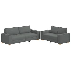 vidaXL Ensemble de canap&eacute; 2 pcs avec coussins en tissu gris fonc&eacute;