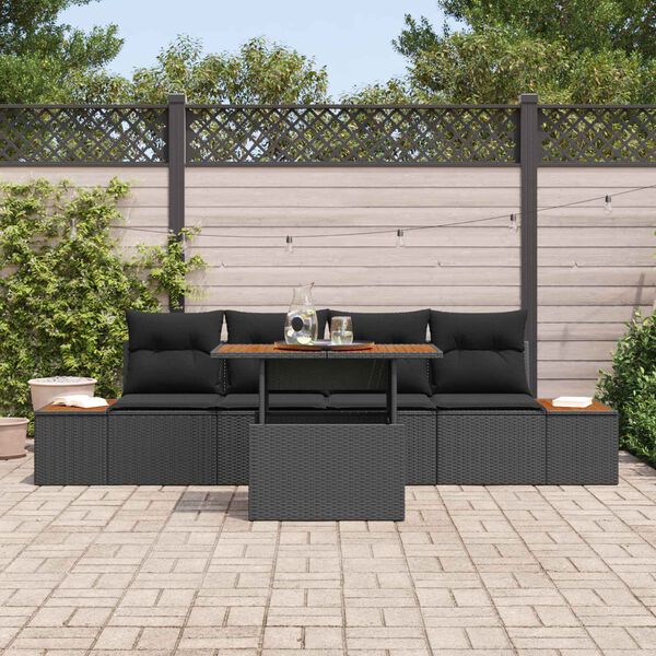vidaXL Ensemble de canap&eacute; de jardin 5 pcs Noir Poly rotin