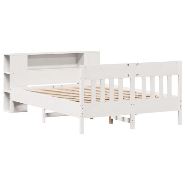 vidaXL Lit biblioth&egrave;que sans matelas blanc 140x200 cm bois pin massif