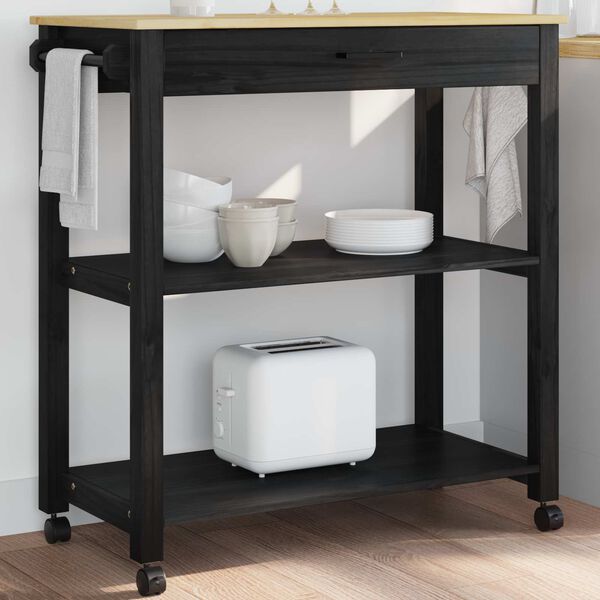 vidaXL Chariot de cuisine MONZA Noir 84 x 40 x 88,5 cm