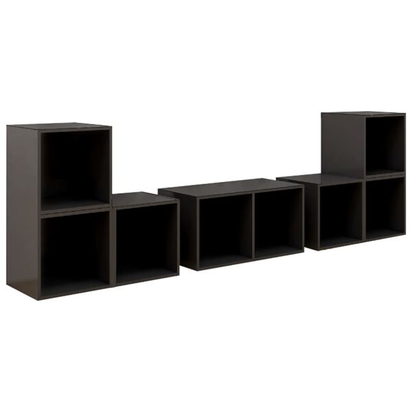 vidaXL Ensemble de meubles TV 6 pcs Gris brillant Bois d'ing&eacute;nierie