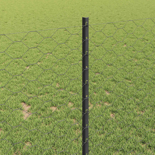 vidaXL Cl&ocirc;ture avec poteau Gris 1 x 10 m Acier et PVC