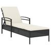 vidaXL Chaise longue avec coussin noir 63x200x81 cm r&eacute;sine tress&eacute;e