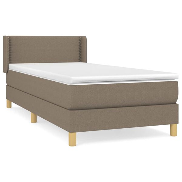 vidaXL Sommier &agrave; lattes de lit avec matelas Taupe 90x200 cm Tissu