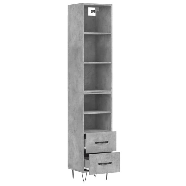 vidaXL Buffet haut Gris b&eacute;ton 34,5x34x180 cm Bois d'ing&eacute;nierie