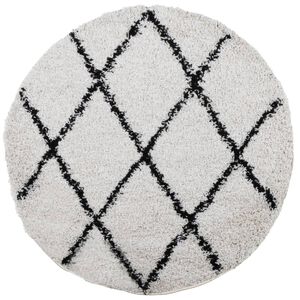 vidaXL Tapis shaggy &agrave; poils longs moderne cr&egrave;me et noir &Oslash; 280 cm