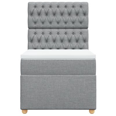 vidaXL Sommier à lattes de lit avec matelas Gris clair 90x200 cm Tissu