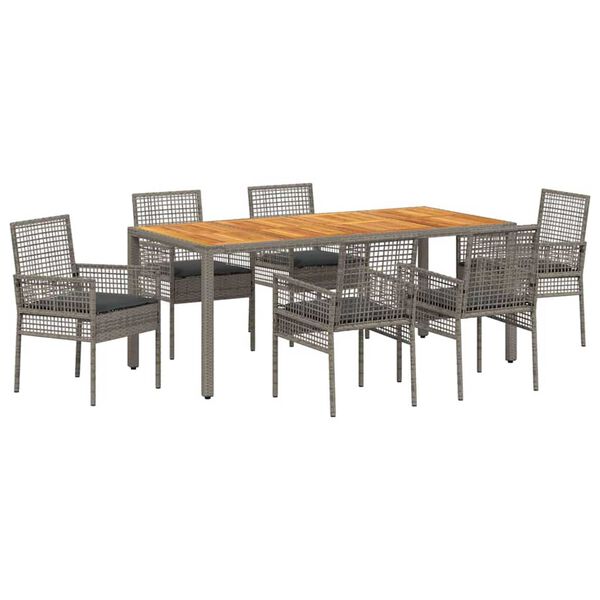 vidaXL Ensemble de salle &agrave; manger pour jardin 7 pcs Gris polyrotin