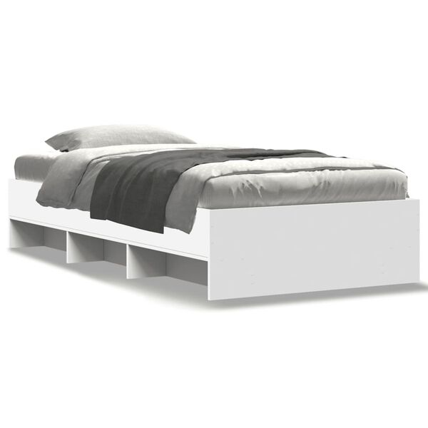 vidaXL Cadre de lit sans matelas blanc 75x190 cm bois d'ing&eacute;nierie