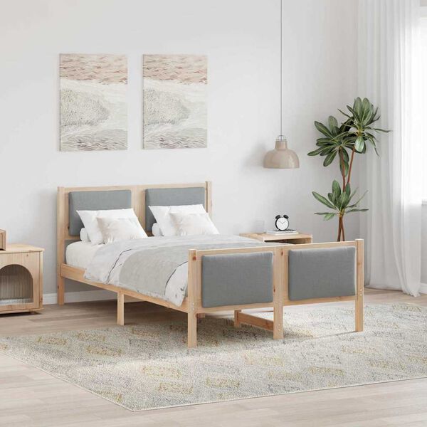 vidaXL Cadre de lit avec t&ecirc;te de lit Gris clair 120 x 190 cm tissu