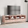vidaXL Meuble TV rose 135x39x43,5 cm acier lamin&eacute; &agrave; froid