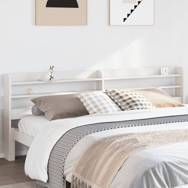 vidaXL T&ecirc;te de lit avec &eacute;tag&egrave;res blanc 180 cm bois massif de pin