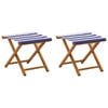 vidaXL Chaise Longue 2 pc Bois d'eucalyptus massif Bleu et Blanc