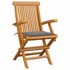 vidaXL Chaises de jardin avec coussins gris lot de 3 Bois teck massif