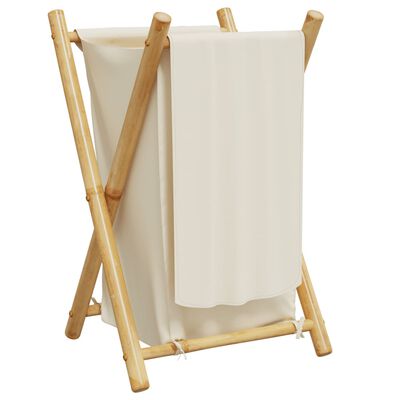 vidaXL Panier à linge blanc crème 41,5x36x63,5 cm bambou