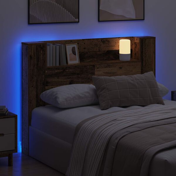 vidaXL Cabinet de T&ecirc;te de Lit avec LED Bois ancien Bois d'ing&eacute;nierie