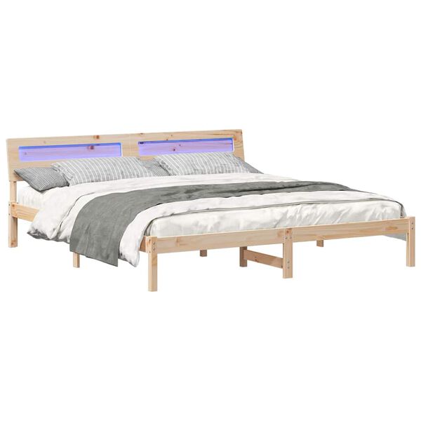 vidaXL Cadre de lit avec t&ecirc;te de lit Marron 180 x 200 cm Pin massif