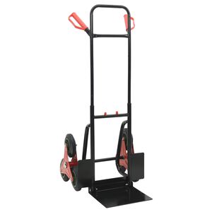 vidaXL Chariot &agrave; main Noir et Rouge 64,5 x 49,5 x 114 cm Acier