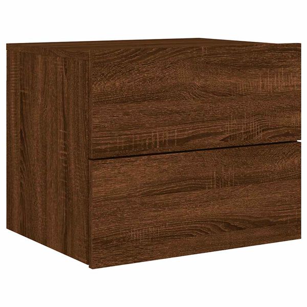 vidaXL Table de chevet murale avec lumi&egrave;res LED ch&ecirc;ne marron