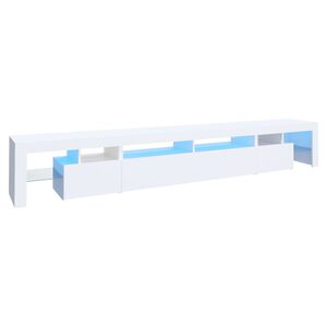 vidaXL Meuble TV avec lumi&egrave;res LED Blanc 260x36,5x40 cm