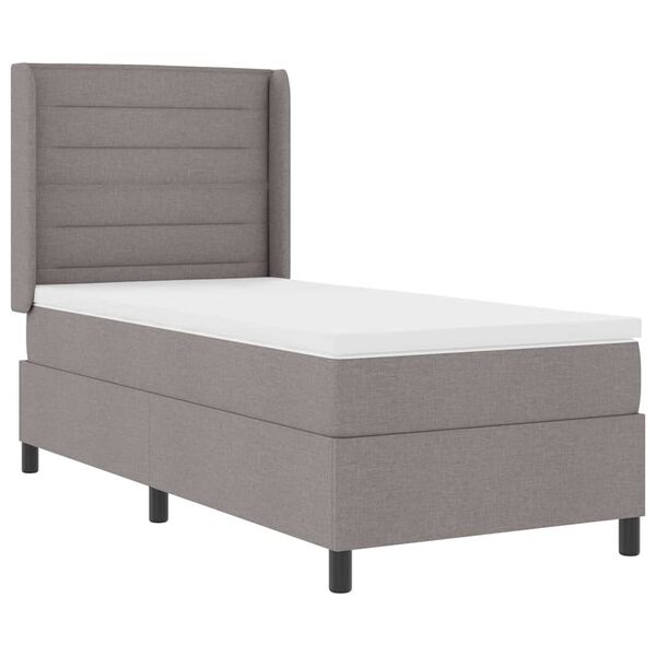 vidaXL Lit &agrave; ressorts avec matelas Taupe 190 x 90 cm tissu