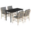 vidaXL Ensemble &agrave; manger de jardin coussins 5 pcs m&eacute;lange beige rotin