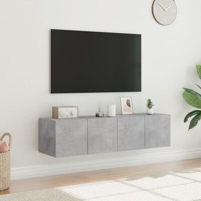 vidaXL Meubles TV muraux et lumières LED 2pcs gris béton 60x35x31 cm