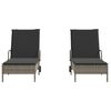 vidaXL Chaises longues avec coussins lot de 2 gris r&eacute;sine tress&eacute;e