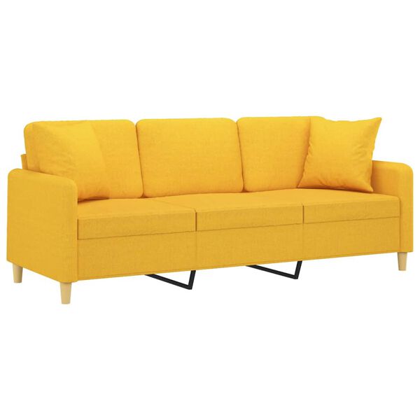 vidaXL Canap&eacute; 3 places avec oreillers et coussins Jaune clair 180 cm