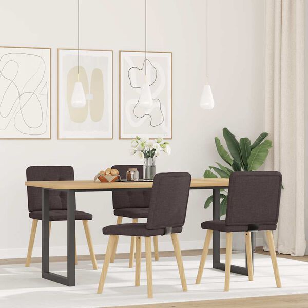 vidaXL Chaises &agrave; manger lot de 4 marron fonc&eacute; tissu