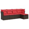 vidaXL Salon de jardin avec coussins 5 pcs marron r&eacute;sine tress&eacute;e