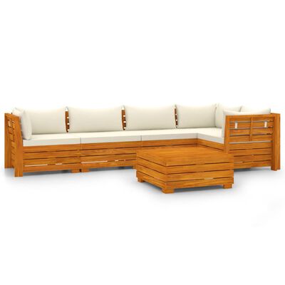 vidaXL Salon de jardin 6 pcs avec coussins Bois d'acacia solide