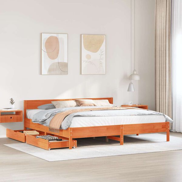 vidaXL Cadre de lit sans matelas cire marron 180x200cm bois pin massif