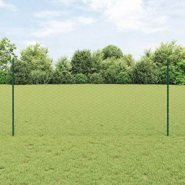 vidaXL Cl&ocirc;ture avec poteau Vert 1,2 x 25 m Acier