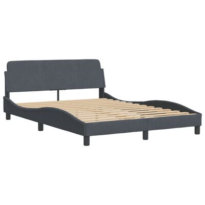 vidaXL Cadre de lit sans matelas gris foncé 140x190 cm velours