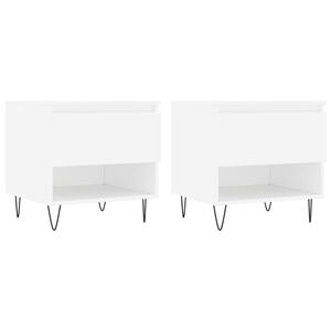 vidaXL Tables basses 2 pcs blanc 50x46x50 cm bois d'ing&eacute;nierie