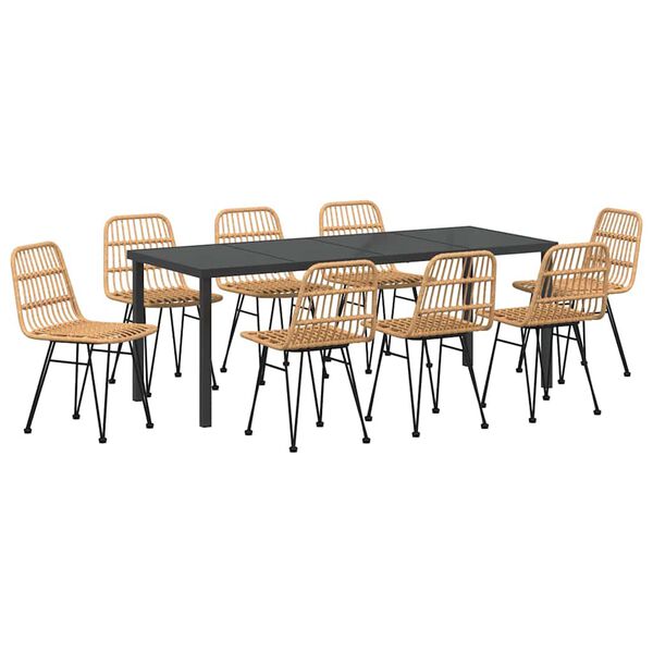 vidaXL Ensemble de salle &agrave; manger pour jardin 9 pcs Marron