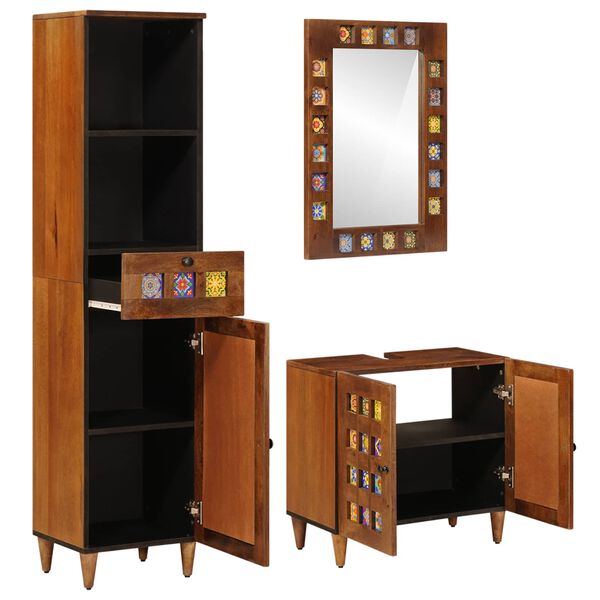 vidaXL Ensemble de mobilier de salle de bain avec tiroir 3 pcs Noyer