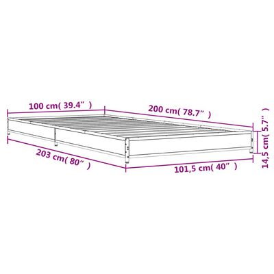 vidaXL Cadre de lit sans matelas chêne sonoma 100x200 cm