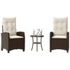 vidaXL Ensemble de bistro 3 pcs avec coussins marron r&eacute;sine tress&eacute;e