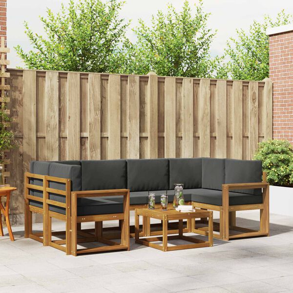 vidaXL Ensemble de canap&eacute;s d'ext&eacute;rieur 7 pcs Naturel et Anthracite