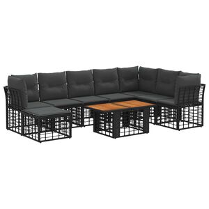 vidaXL Ensemble de canap&eacute; de jardin 9 pc Noir et Gris fonc&eacute; polyrotin
