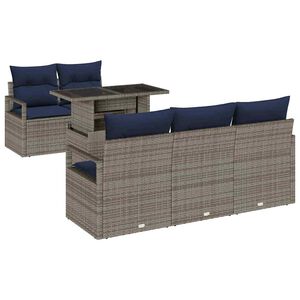 vidaXL Ensemble de canap&eacute; de jardin avec stockage 6 pcs Gris polyrotin