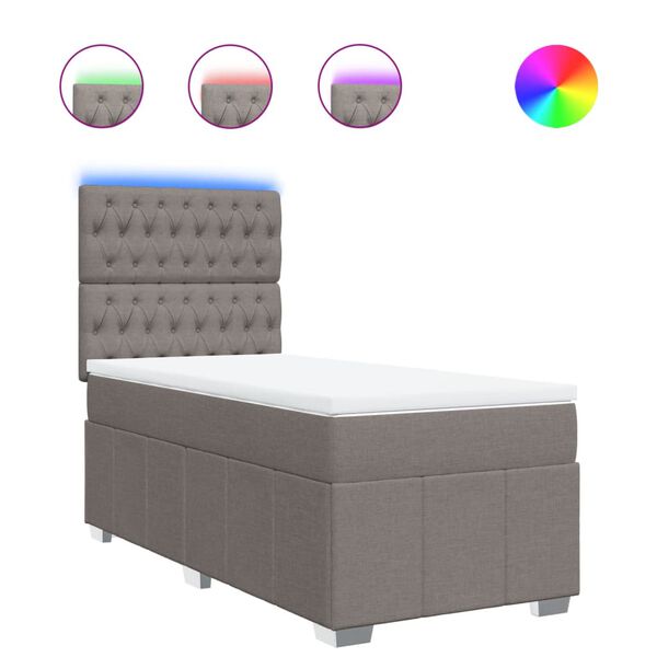 vidaXL Sommier &agrave; lattes de lit avec matelas Taupe 80x200 cm Tissu