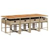 vidaXL Ensemble &agrave; manger de jardin et coussins 9 pcs beige Poly rotin