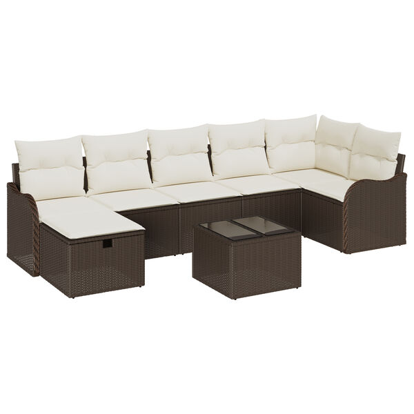 vidaXL Ensemble de Canap&eacute;s 8 pcs Marron et Cr&egrave;me polyrotin