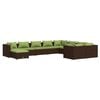 vidaXL Salon de jardin 10 pcs avec coussins R&eacute;sine tress&eacute;e Marron