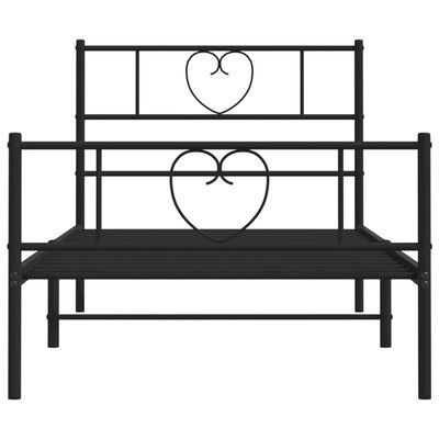 vidaXL Cadre de lit métal sans matelas avec pied de lit noir 100x190cm