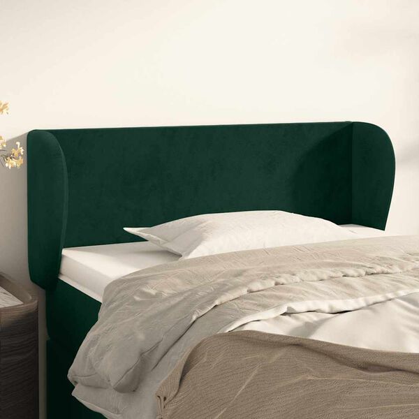 vidaXL T&ecirc;te de lit avec oreilles Vert fonc&eacute; 93x23x78/88 cm Velours